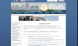 
							         Richmond VA > Procurement > Supplier Portal - City of Richmond								  
							    