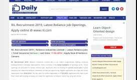 
							         RIL Recruitment 2019, Latest Reliance Job Openings, Apply online ...								  
							    