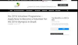 
							         Rio 2016 Volunteer Programme – Apply Now to Become a Volunteer ...								  
							    