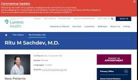 
							         Ritu M Sachdev, M.D. | Doctors Community Hospital								  
							    