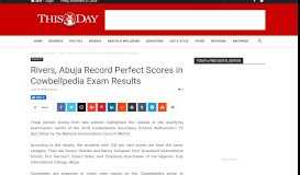 
							         Rivers, Abuja Record Perfect Scores in Cowbellpedia Exam Results ...								  
							    