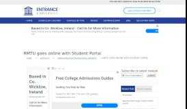 
							         RMTU goes online with Student Portal | Entranceuniversity								  
							    