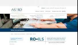 
							         RO-ILS- American Society for Radiation Oncology (ASTRO ...								  
							    