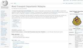 
							         Road Transport Department Malaysia - Wikipedia								  
							    