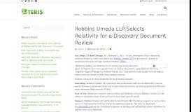 
							         Robbins Umeda LLP Selects Relativity for e-Discovery Document ...								  
							    