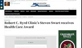 
							         Robert C. Byrd Clinic's Steven Swart receives Health Care Award								  
							    