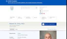 
							         Robert R. Cima, M.D. - Doctors and Medical Staff - Mayo Clinic								  
							    