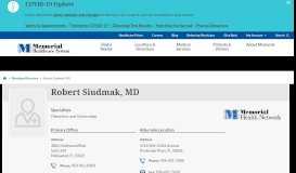 
							         Robert Siudmak, MD | Memorial Healthcare System								  
							    