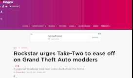 
							         Rockstar urges Take-Two to ease off on Grand Theft Auto modders ...								  
							    