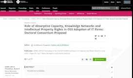 
							         Role of Absorptive Capacity, Knowledge Networks and Intellectual ...								  
							    