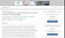 
							         Role of Manganese in the Pathogenesis of Portal-Systemic ... - Springer								  
							    