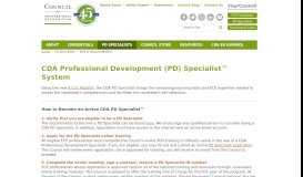 
							         Role of the CDA PD Specialist - Council for Professional Recognition								  
							    