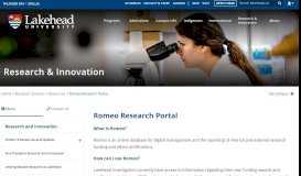 
							         Romeo Research Portal | Lakehead University								  
							    