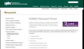 
							         ROMEO Research Portal | University of Northern British Columbia								  
							    