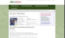 
							         Ron Walsh's EZ Wealth Solution a Scam? | Reviews ...								  
							    