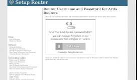 
							         Router Username and Password for Arris Routers								  
							    