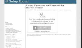
							         Router Username and Password for Huawei Routers								  
							    