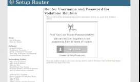 
							         Router Username and Password for Vodafone Routers								  
							    