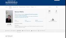 
							         Rowan Bailey – Network — University of Huddersfield Research Portal								  
							    