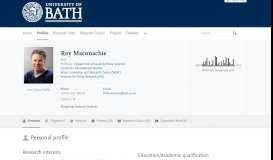 
							         Roy Maconachie — the University of Bath's research portal								  
							    