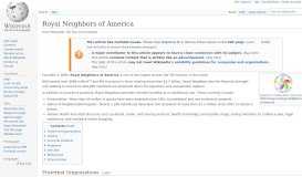 
							         Royal Neighbors of America - Wikipedia								  
							    
