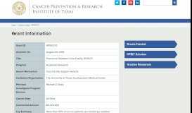 
							         RP180770 — Cancer Prevention and Research Institute of Texas								  
							    