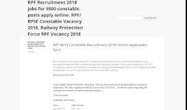 
							         RPF Recruitment 2018 jobs for 9500 constable posts apply online ...								  
							    