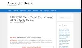 
							         RRB NTPC Clerk, Typist Recruitment 2019 - Apply Online								  
							    