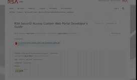 
							         RSA SecurID Access Custom Web Portal Developer&... | RSA Link								  
							    