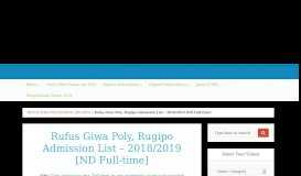 
							         Rufus Giwa Poly, Rugipo Admission List - 2018/2019 [ND Full-time]								  
							    