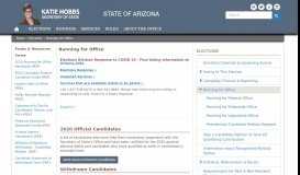 
							         Running for Office | Arizona Secretary of State								  
							    