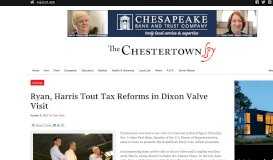 
							         Ryan, Harris Tout Tax Reforms in Dixon Valve Visit								  
							    