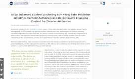 
							         Saba Enhances Content Authoring Software; Saba Publisher ...								  
							    