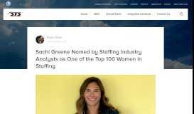 
							         Sachi Greene Named by SIA as One of the Top 100 Women in Staffing								  
							    