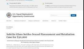 
							         Safelite Glass Settles Sexual Harassment and Retaliation Case for ...								  
							    