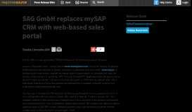 
							         SAG GmbH replaces mySAP CRM with web-based sales portal								  
							    