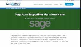 
							         Sage Abra SupportPlus Has a New Name | Net at Work								  
							    