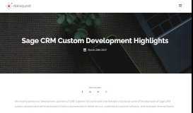 
							         Sage CRM Custom Development Highlights - Dataquest								  
							    