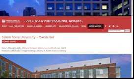 
							         Salem State University – Marsh Hall | 2014 ASLA Professional Awards								  
							    
