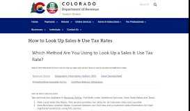
							         Sales and Use Tax Rates Lookup | Department of Revenue - Taxation								  
							    