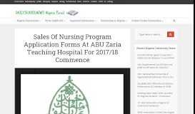 
							         Sales Of ABUTH Nursing Program Application Forms for 2017/18 Begins								  
							    