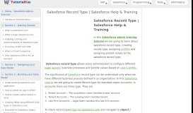 
							         Salesforce Record Type | Salesforce Help & Training - Tutorial Kart								  
							    