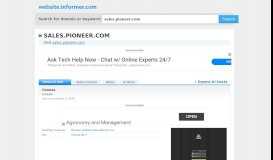 
							         sales.pioneer.com at Website Informer. Connex. Visit Sales ...								  
							    