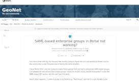 
							         SAML-based enterprise groups in Portal not work... | GeoNet, The ...								  
							    