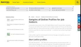 
							         Samples of Online Profiles for Job Seekers - dummies								  
							    