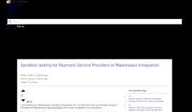 
							         Sandbox testing for Payment Service Providers in Masterpass ...								  
							    