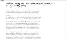 
							         Sandvik Mining and Rock Technology releases data interoperability ...								  
							    