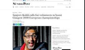 
							         Sanjeev Kohli calls for volunteers to boost Glasgow 2018 European ...								  
							    