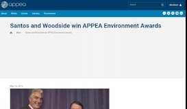 
							         Santos and Woodside win APPEA Environment Awards - APPEA								  
							    