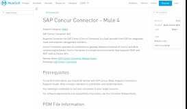 
							         SAP Concur Connector | MuleSoft Documentation								  
							    